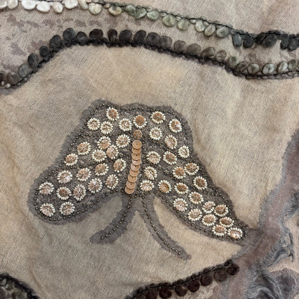 Anthropologie Vismaya beaded butterfly scarf - Picture 3 of 4